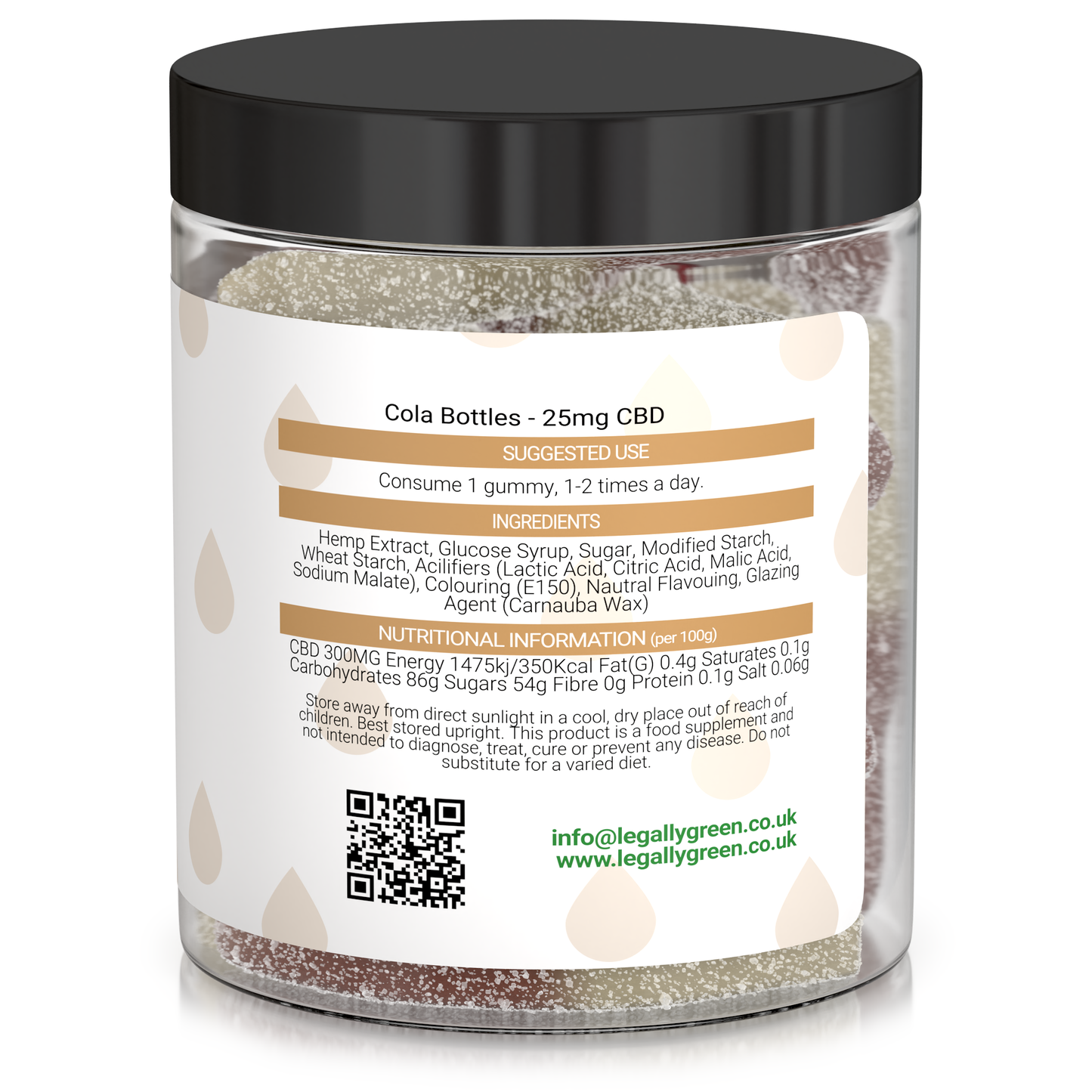 Legally Green Vegan CBD Cola Bottles 20 x 25mg – 500mg